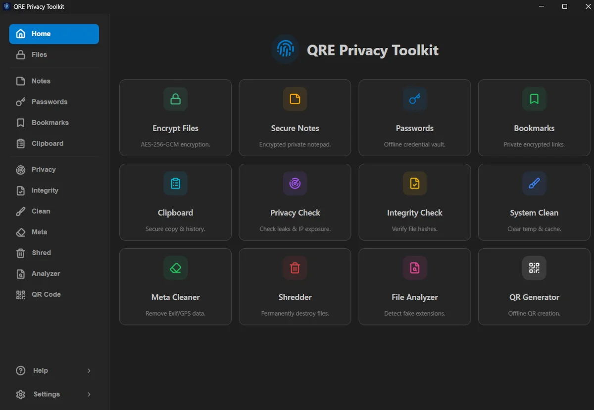 QRE Privacy Toolkit Interface